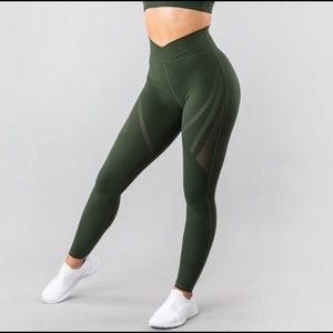 Alphalete Surface Path Laser Cut Legging in Olive